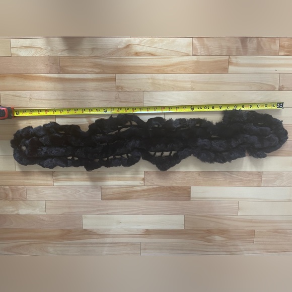 DANIER Leather rabbit fur scarf - chocolate brown - Picture 4 of 7